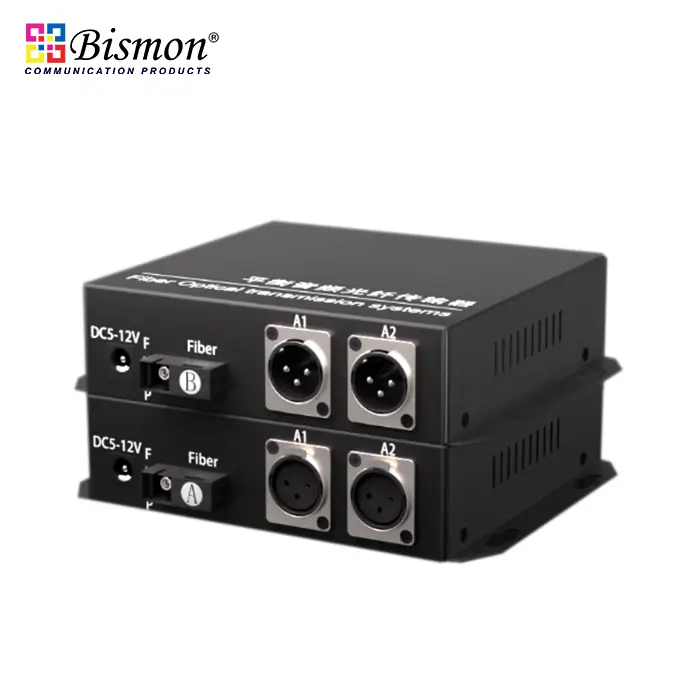 2 Ch Audio XLR 1 way to fiber optic Single-mode 20km